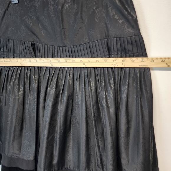Dorothee Bis Pleated Skirt Size 8 Black Velvet Trim Acanthus A-line Whimsigoth - Picture 9 of 11